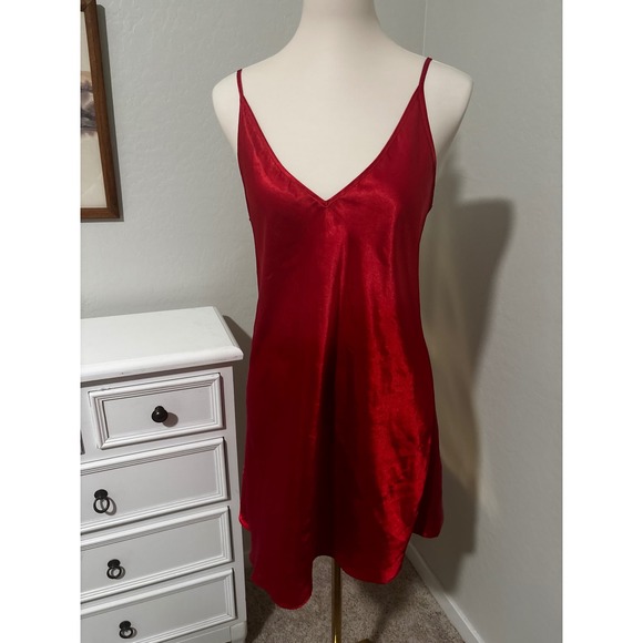 Morgan Taylor Intimates Other - Morgan Taylor Intimates Red Satin Slip Dress V-Neck Nightgown Small